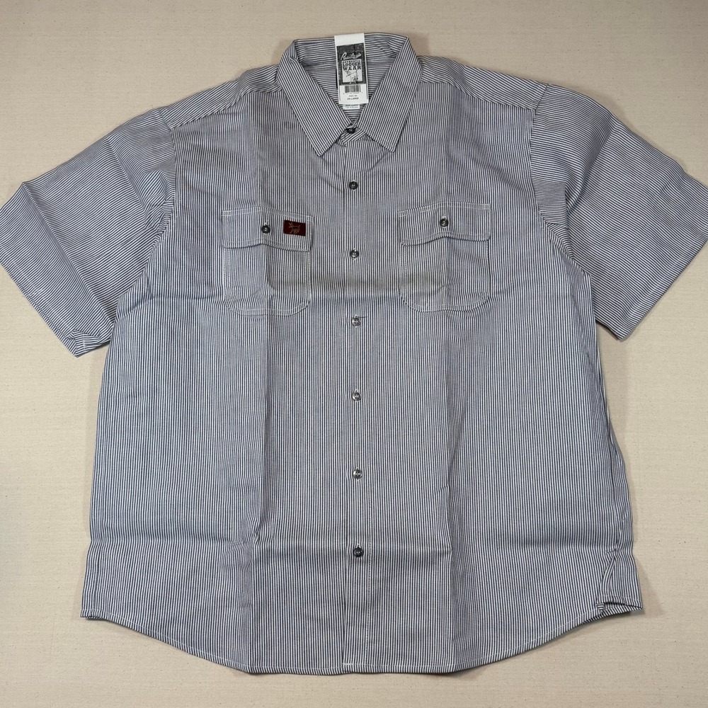 Vintage Baileys Logger Wear Hickory Stripe Work Shirt Mens 2XL Short Sleeve NEW